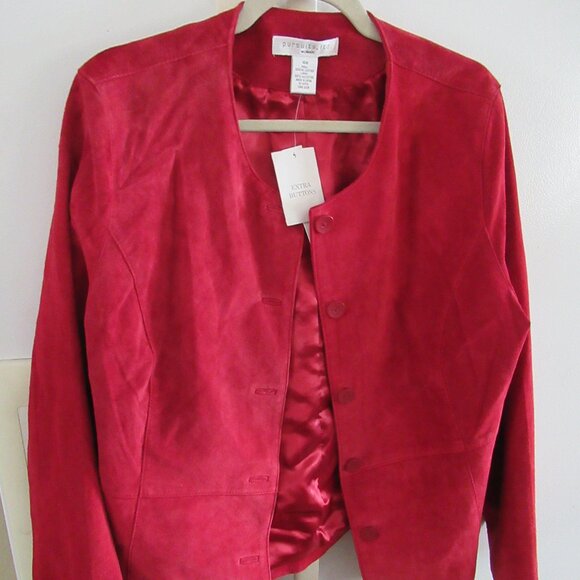 Pursuits, ltd.  soft supple Suede Jacket rare nwt berry lined 16w xl - Picture 1 of 3